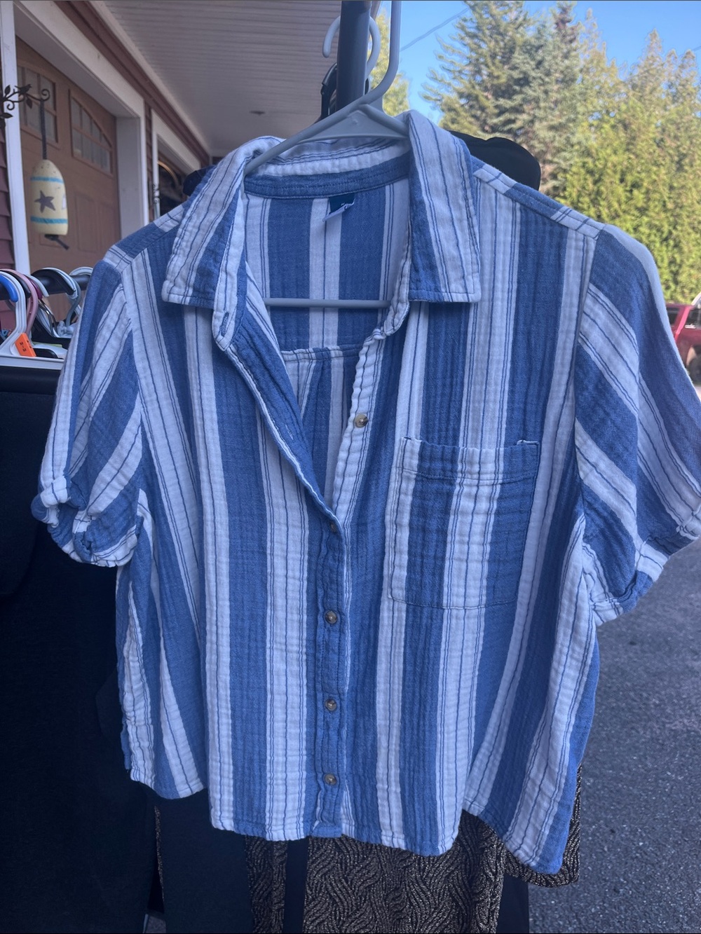 Striped gauzy cotton shirt